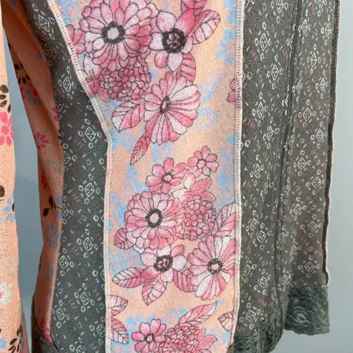 J. Jill Full Zip Jacket Top Small Sheer Vintage Floral Lace Mesh Hooded Womens S Pink