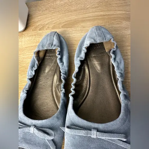 Brunello Cucinelli Suede Monili Cap-Toe Ballerina Flats slate blue Women’s Sz 40
