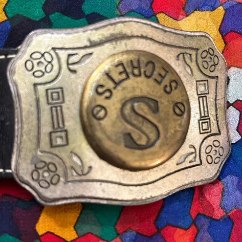 Boutique Rare Authentic leather heavy metal buckle western belt