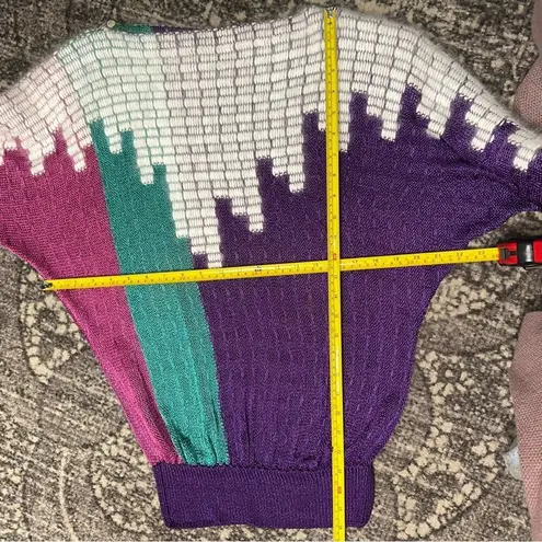 Du Coeur Et Company Aspen Vintage Size S Purple Green White Colorblock Sweater