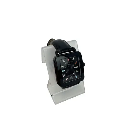 Michele Black Deco Sport Watch Head & Silicone Strap Watch Band Square Face