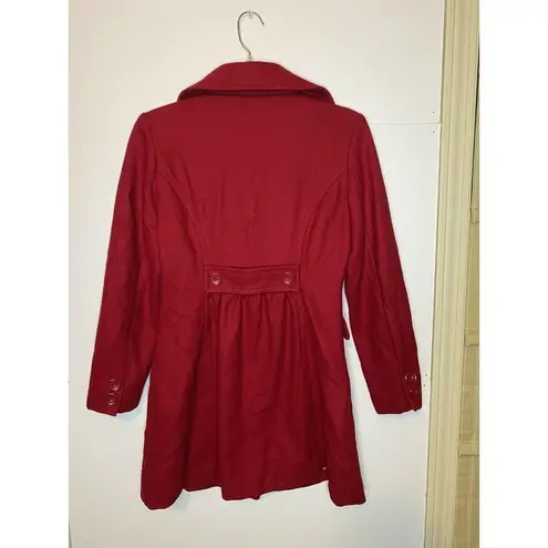 TULLE Red Wool Blend Big Button Coat XS