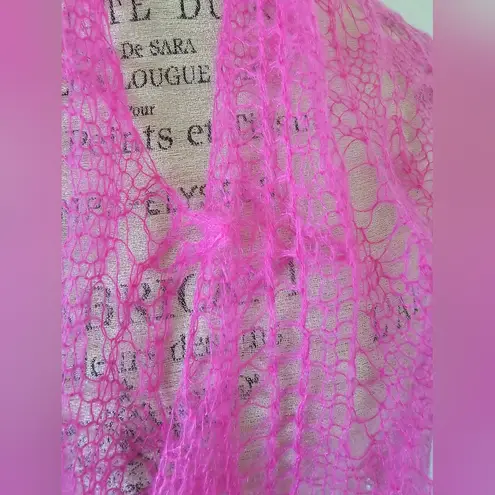 Bright Pink Orenburg Gossamer Lace Goat Down Shawl Scarf