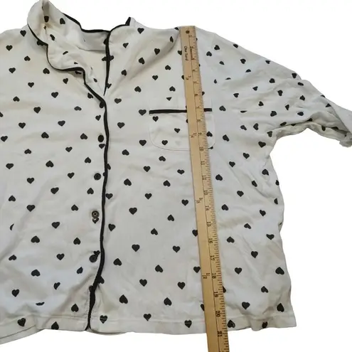 Kate Spade  Polka Dot Heart Bed Shirt Long Sleeve Comfy Size Medium M Pocket