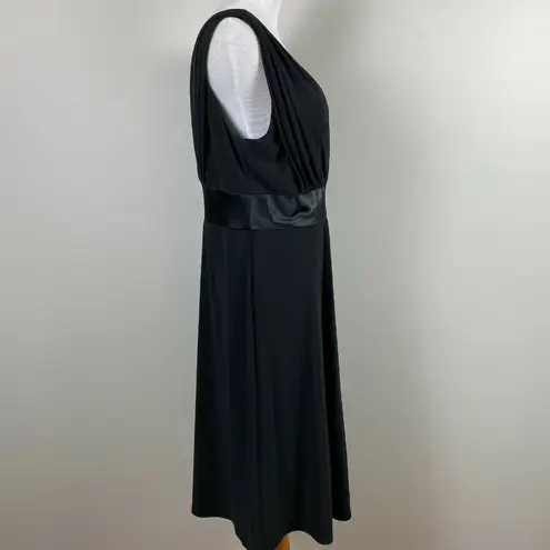 Jones Wear Dress 14 Black Empire A-Line Knee Length Pleat V-Neck Cocktail Party