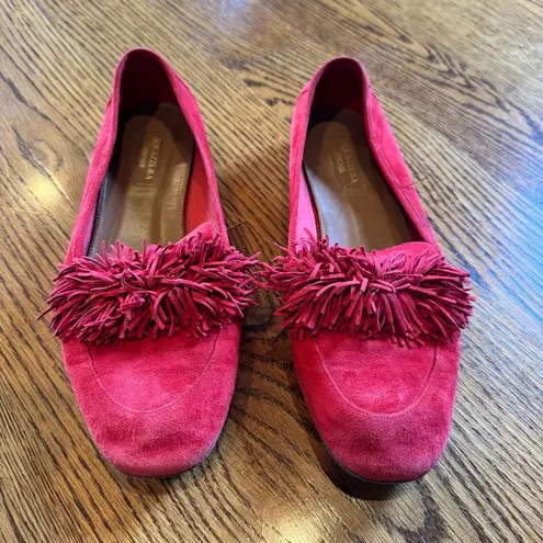 Aquazzura Red Suede Wild Thing Firenze Smoking Slippers | Size 38