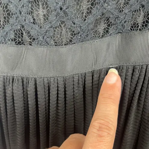 Say What? Say What? Y2K Lace Fit & Flare Dress Sz L Coquette Pleats Bow Ballet Soft Girl