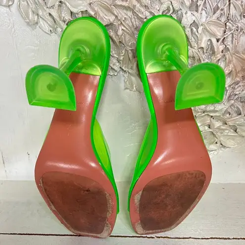 Amina Muaddi Lupita PVC Slip On Spool Heel Mules Sandal Fluo Green Women Size 40