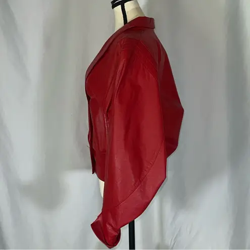 wilson's leather Wilsons • Vtg. Red Leather Long Lapels Batwing 2-Button Lined 80s/90s Women’s S