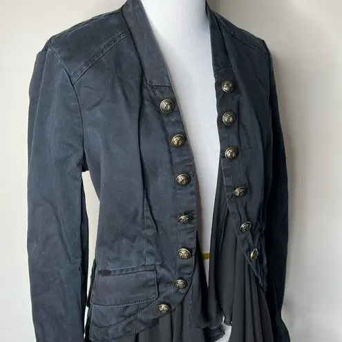 Free People  Washed Black Romantic Ruffles Jacket