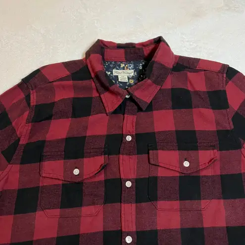 Tailor Vintage Buffalo Check Plaid Flannel Button Up Shirt Size XXL Holidays Red