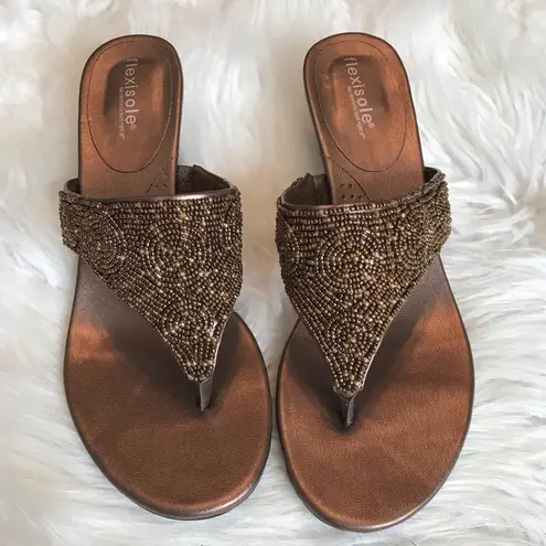 Sandals | Flexisole | kitten heel beaded open toe sandals Women’s Size 8