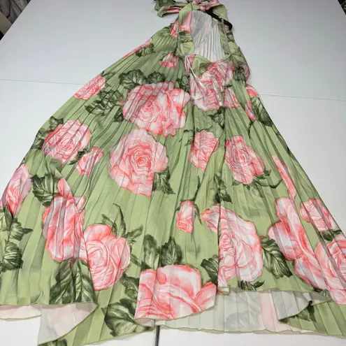 L'IDÉE Olympia Gown pleated floral green maxi dress size 12