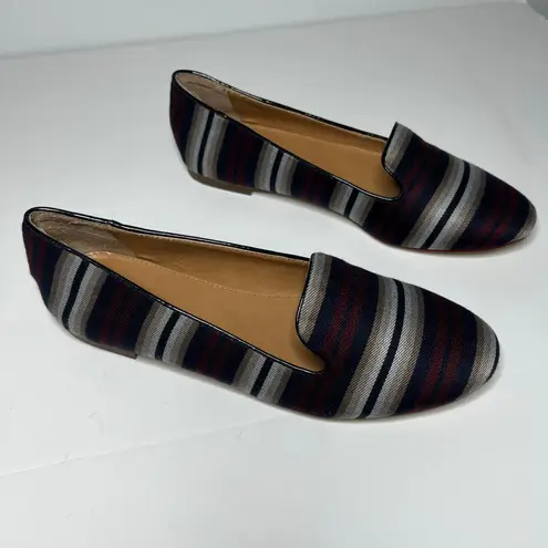 J Crew Striped Blue Burgundy Loafers Size 7
