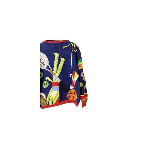 Vintage Britches Sports Handknit Pima Cotton Collared Sweater Golf tennis Blue Size L - Image 9