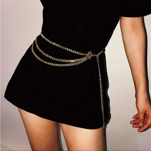 Golden Plated Tassel Belt Chain Elegant Alloy‎ Accessory Versatile Style Gold