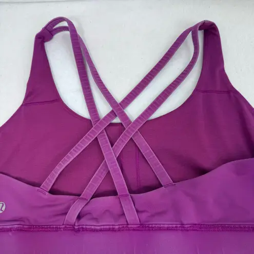 Lululemon  Strappy Back Sports Bra Purple Sz 12 Womens Medium Impact Workout Bra