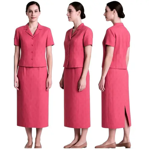 Coldwater Creek Skirt Suit Womens Coral Sleeveless Top Vintage Maxi Chic Size 8