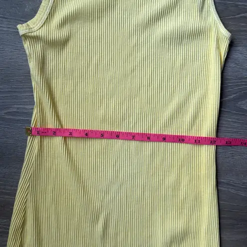 JOHN ELLIOTT Pollen Yellow Cotton Rib Asymmetrical Cami Dress, Medium