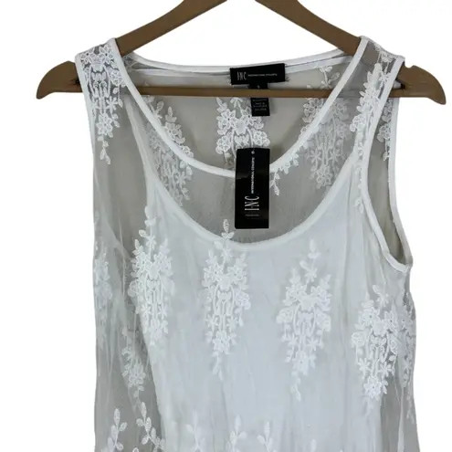 NWT INC International Concepts Tank Womens S White Cotton Lace Sheer Boho Fairy