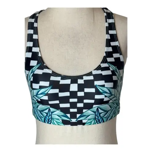 Mara Hoffman Sports Bra Women XS Blue Black Checked Active Combo Racerback