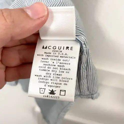McGuire Denim Vertical Stripe Blue Tie Front Tank Size S