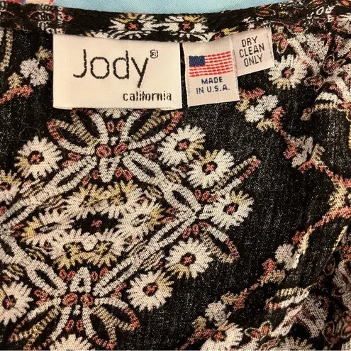 Vtg Jody California Geometric Floral Open Front Shawl