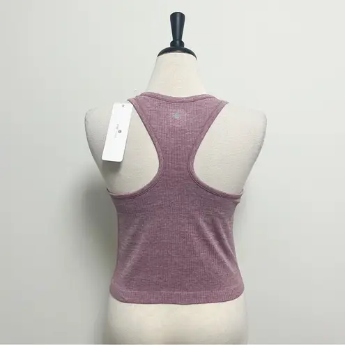 CRZ Yoga Heather Misty Merlot Ribbed Racerback Long Line Crop Tank Top Large NWT