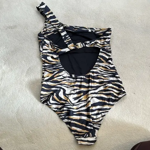 Suboo Leila One Shoulder One Piece Swimsuit in Multi Size Large Black
