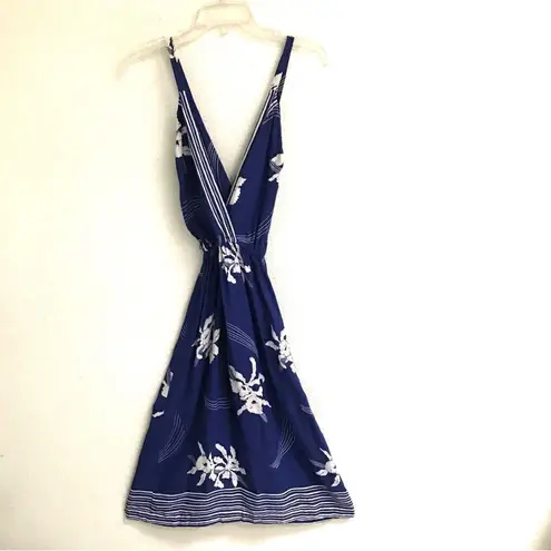 Vintage 70’s Young Edwardian spaghetti strap surplus Hawaiian print sundress S* Blue