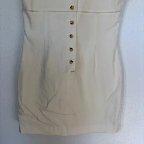 Esprit Vintage 90s Classic Elegant Solid Cream Button Back Mini Dress