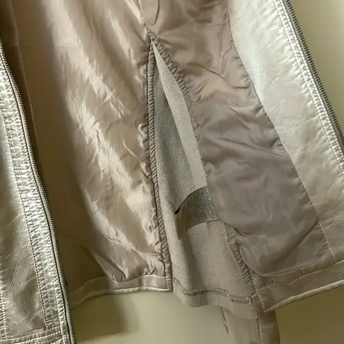 Sebby Vegan Leather Moto Jacket Tan Zippers NICE