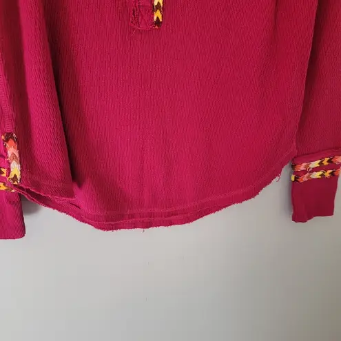 We The Free Free People  Pink Long Sleeve Henley