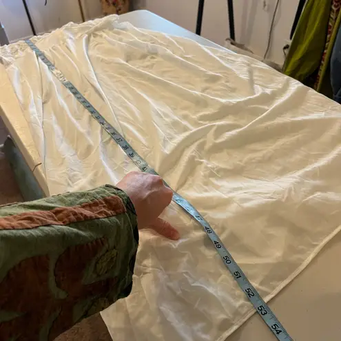 Vintage 1970s White Semi Sheer Satin Lace Top Maxi Slip Dress Size Medium