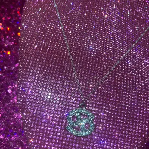 Boutique Cancer Zodiac Sign Sterling Silver Necklace 925 Bling Horoscope June July Egirl Emo Jewelry