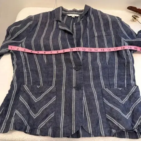 CAbi  100% Linen Blue and White Striped Blazer.  Size 6