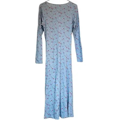 Velvet Torch NWT Blue Floral Long Sleeve Bodycon Maxi Dress - Size: Large
