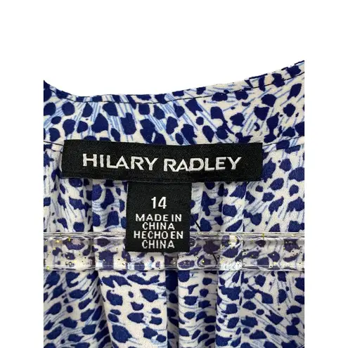 Hilary Radley Women's Tunic Sleeveless Blouson Dress Blue Cheetah Print Size 14