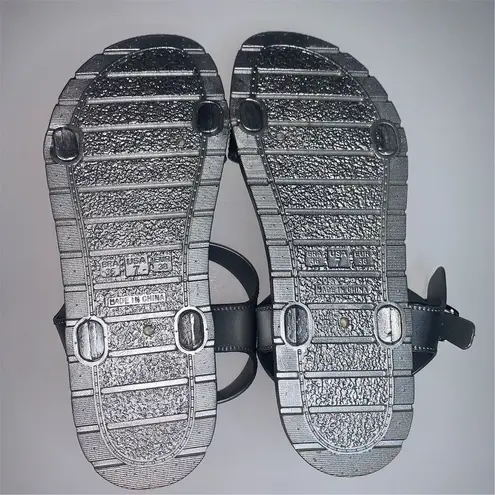 Joan Vass Women's Silver Strappy Sandals Size 7 Rhinestone Embellished