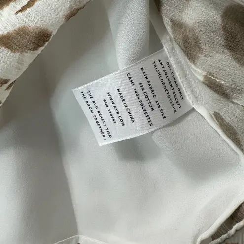 AYR XS Ruffle Neck Polka Dot Sheer Blouse Silk Cotton Romantic Neutral Top