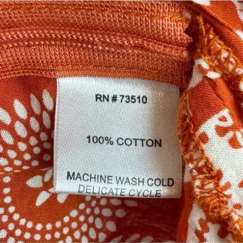 Ivy Jane Tunic Paisley Embroidered Scoop Neck 3/4 Bell Sleeve M Orange White Top