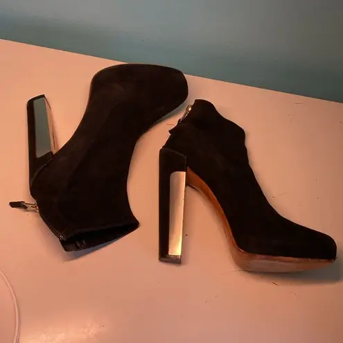 Brian Atwood  Black Suede Heeled Ankle Boots Size 7.5