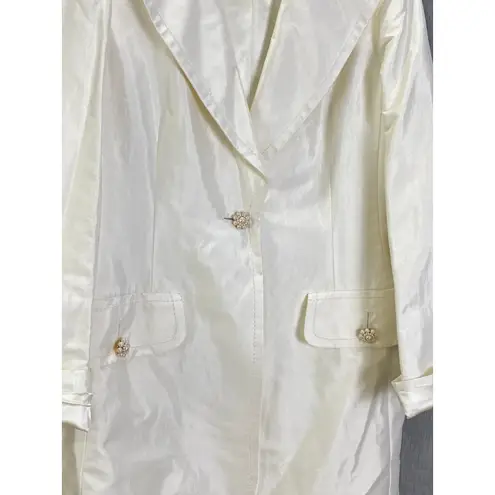 Banana Republic Vintage White Label Satin Blazer Ivory Longline Jacket XL