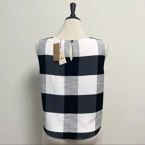 Cremieux Black White Buffalo Plaid Sleeveless Hi Lo Short Length Top NWT Medium