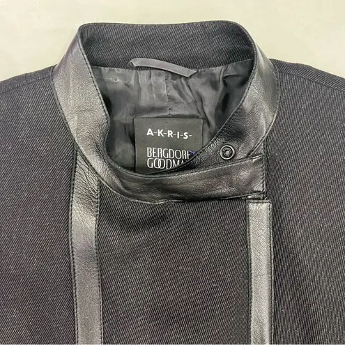 Akris Bergdorf Goodman Black Leather Trim Moto jacket