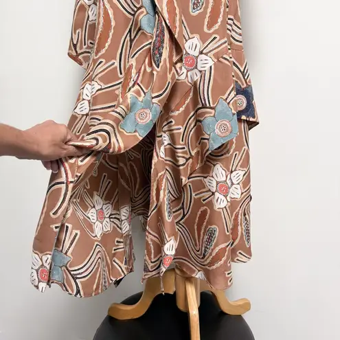 Ulla Johnson Copper Brown Ivory Floral Mariam One Shoulder Silk Midi Dress 12