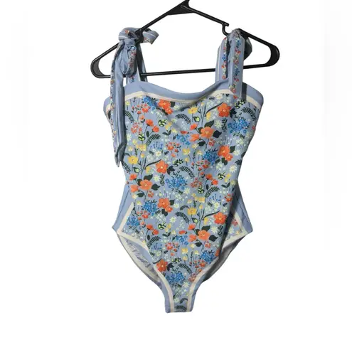 Visual Mood Grace Reversible Tie Shoulder One Piece Swimsuit SEE MEASUREMENTS Blue Size L