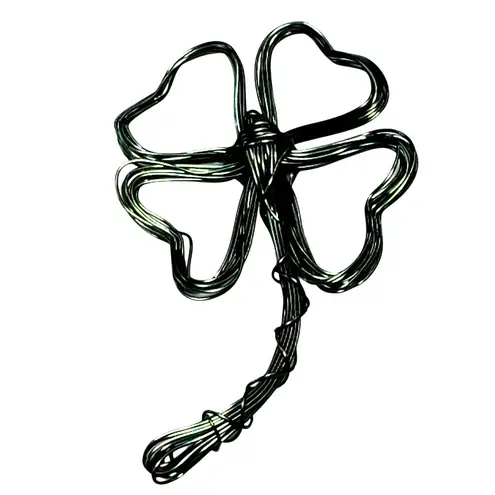 Wire Wrapped Lucky 4 Leaf Clover 3" Handmade Vtg Green