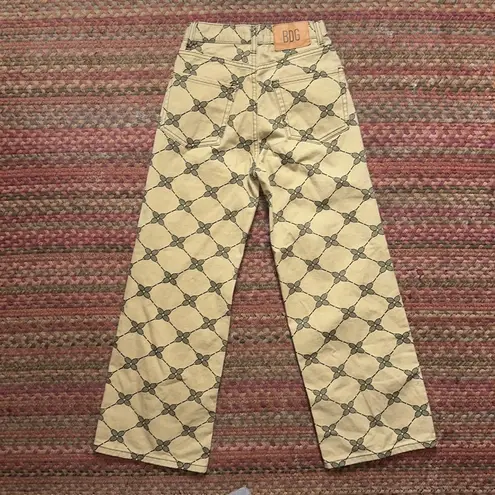 BDG  TAN TENNIS RACQUET PRINT WIDE LEG JEANS PREPPY COUNTRY CLUB