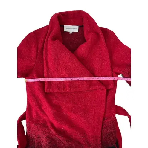 Cupcakes & cashmere 'Brighton' Houndstooth Wrap Coat Wool Belted Size Small Cozy Red